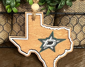 TEXAS Shape Hockey Christmas Ornament