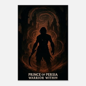 Prince of Persia Minimalist Poster | Warrior Within Shadow Art | Dark Fantasy Gamer Print | Nostalgic Wall Decor