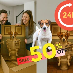 Custom Pet Portrait Bathroom Print: Funny Realistic Pet Art