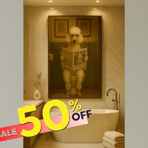 Custom Pet Bathroom Portrait: Funny Realistic Pet Art, Personalized Wall Decor