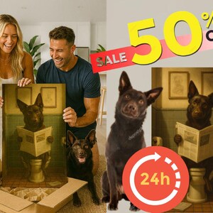 Custom Pet Bathroom Portrait: Funny Animal Art Print or Digital File