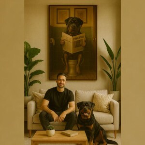 Custom Pet Bathroom Portrait: Funny Realistic Pet Art Print
