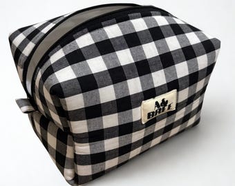 Black & White Gingham Cosmetic Bag