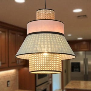 Handmade Bamboo Rattan Pendant Lamp, Woven Boho Rustic Ceiling Light, Eco-Friendly Chandelier for Kitchen, Dining, Bedroom
