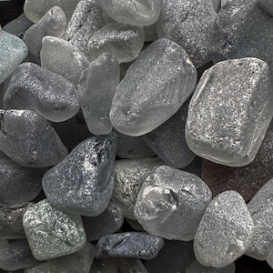 Lavender Gray Sea Glass Bulk lot set 30-100 | Genuine Surf Tumbled Beach Glass 0.6&quot; – 1&quot;