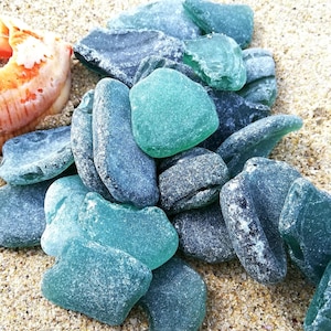 Teal Turquoise Sea Glass Bulk 15-45 Pcs | Genuine Light Blue Sea Glass 1&quot; - 1 3/4&quot;| Real Beach Glass from Black Sea for Crafts & Jewelry