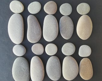 Lote 6 - 22 piedras de playa grises – Guijarros ovalados y redondos para arte con piedras, mosaicos y manualidades.