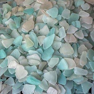 500 Pcs Genuine white seafoam ice light blue Sea Glass Bulk Lot | 0.4&quot;–1.9&quot; Craft Sea Glass for Jewelry, Mosaics, DIY | Real Beach Glass