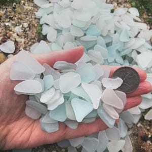 Bulk Genuine Sea Glass Lot 80-240 | Real Sea Glass 0.4&quot;-0.9&quot; White, Seafoam, Light Blue, Ice | Real Beach Glass for Crafts