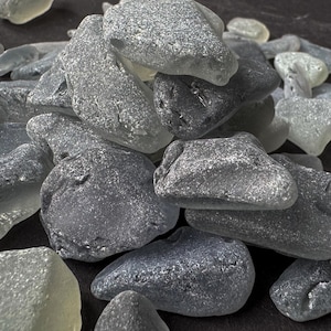 Lavender Gray Sea Glass Bulk lot set 10-30 | Genuine Surf Tumbled Beach Glass 1&quot; – 2&quot;