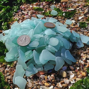Seafoam Light Blue Sea Glass Bulk 40-160pcs | Genuine Beach Glass 0.4&quot;-1&quot; for Crafts, Jewelry, Mosaic | Sea Glass from Black Sea