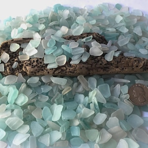 Tiny Sea Glass Bulk Lot 100–500 pcs| Genuine Small Mosaic Sea Glass 0.12&quot;-0.4&quot; |Real Beach Glass for Crafts & Jewelry |Light Blue, White Mix
