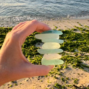 Lot 15–60 Pieces  Real Thick Sea Glass Bulk • Large Jewelry-Grade Sea Glass 1–1 3/4&quot; • White & Blue Surf-Tumbled Beach Glass • Craft Supply
