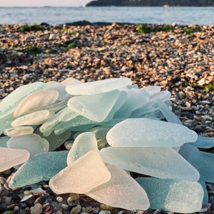 Bulk Genuine Sea Glass Lot 50-200 | Real Sea Glass 0,8&quot; - 1,6&quot; White, Seafoam, Light Blue, Ice | Real Beach Glass for Crafts