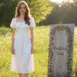 Cottagecore White Linen maxi dress linen midi fairy dress Woman clothing spring dress boho style modest dress trendy Romantic vintage