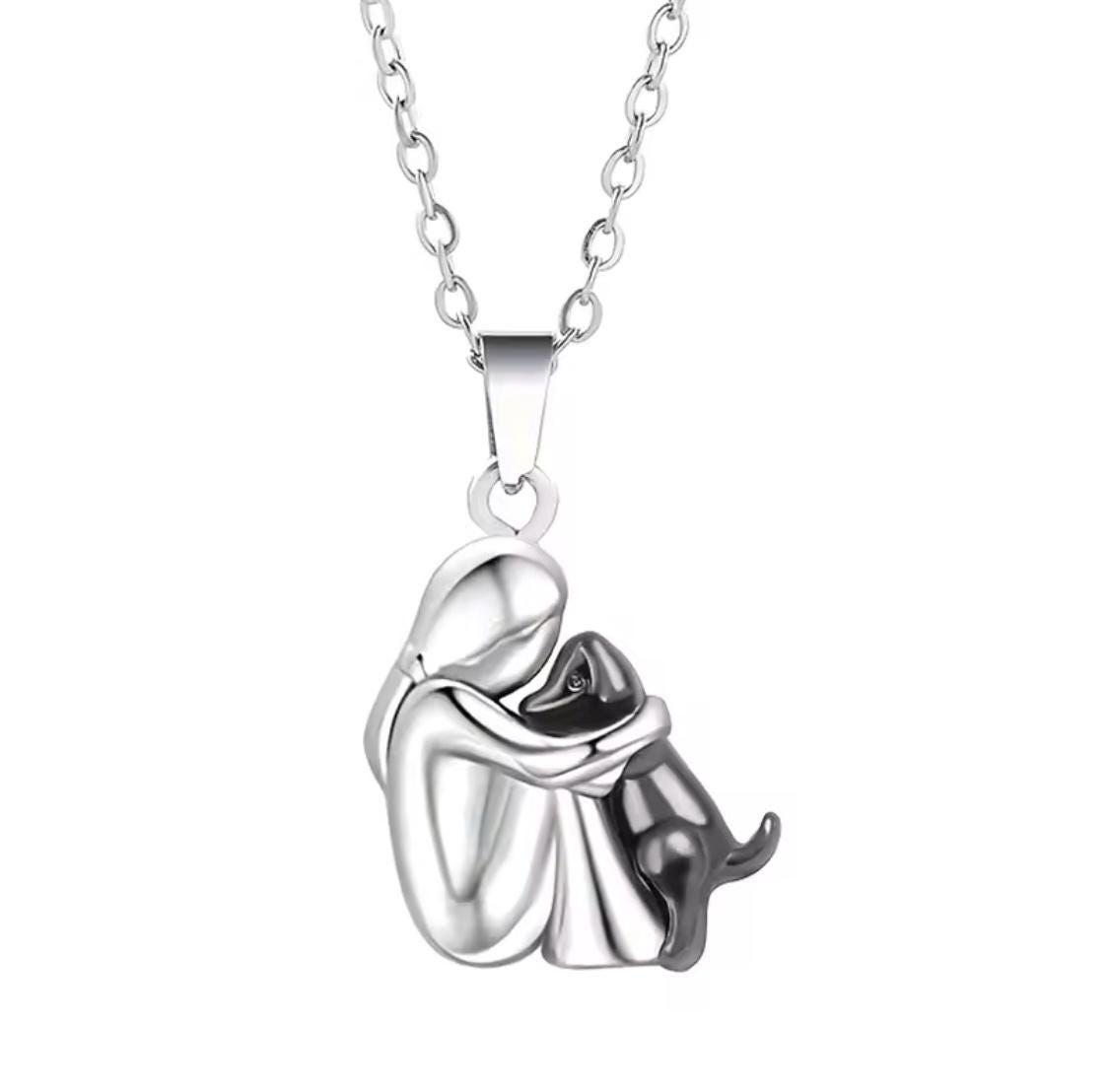 Collana PENDANT Cuore In Argento 925 Con Cristalli &ndash; Gioiello Abbraccio Per Lei