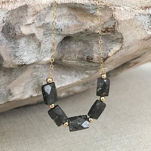 Dainty Pyrite Row Necklace: 14K Gold Filled Beaded Necklace
