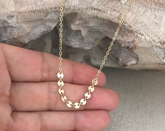 Sequin Coin Chain Necklace, Dainty 14k Gold Filled Layering Necklace, Gold Disc Necklace, Simple Everyday Gold Jewelry