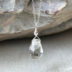 Clear Quartz Pendant Necklace, Anxiety Relief Crystal, Clear Crystal Quartz Necklace, Quartz Jewelry, Healing Crystal image 2