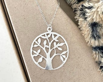 Tree of Life Necklace, Large Silver Tree of Life Pendant, Judaica Jewelry, Nature Jewelry Layering Necklace