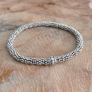 Silver Bali Bead Bracelet, Silver Bracelet for Women, Bali Stretch Bracelet, Silver Stack Bracelet, Minimalist Jewelry image 4