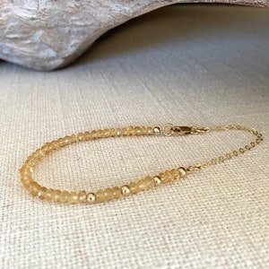 Beaded Honey Citrine Bracelet, 14k Gold Filled or Sterling Silver Gemstone Bracelet for Women, Jewelry Gifts for Her image 3