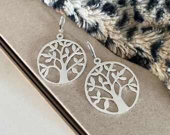 Tree of Life Filigree Earrings, Large Silver Earrings, Silver Tree Earrings, Family Tree Earrings