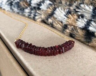 Red Garnet Necklace, 14k Gold Filled Gemstone Layering Necklace for Women, Real Mozambique Garnet Necklace