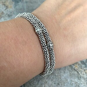 Silver Bali Bead Bracelet, Silver Bracelet for Women, Bali Stretch Bracelet, Silver Stack Bracelet, Minimalist Jewelry image 2