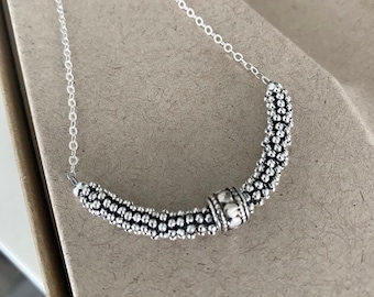 Silver Bali Bead Necklace, Silver Layering Necklace for Women, Silver Jewelry