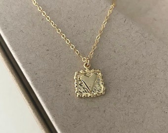 Tiny Heart Charm Necklace, Small Gold Heart Layering Necklace for Women, Love Jewelry Gifts for Her