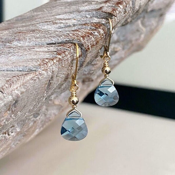 Aquamarine Earrings Swarovski Crystal, March Birthstone, Aquamarine Jewelry, Aquamarine Drop Dangle Earrings, Blue Teardrop Earrings