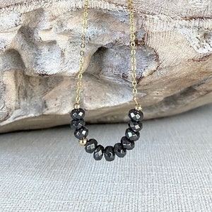 Hematite Necklace 14k Gold Filled – Dainty Beaded Gemstone, Minimalist Layering Necklace, Healing Crystal Jewelry, Gift for Her