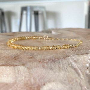 Beaded Honey Citrine Bracelet, 14k Gold Filled or Sterling Silver Gemstone Bracelet for Women, Jewelry Gifts for Her image 1