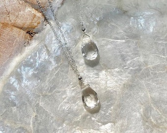 Collier avec pendentif en quartz clair, cristal pour le soulagement de l'anxiété, collier en quartz en cristal clair, bijoux en quartz, cristal de guérison