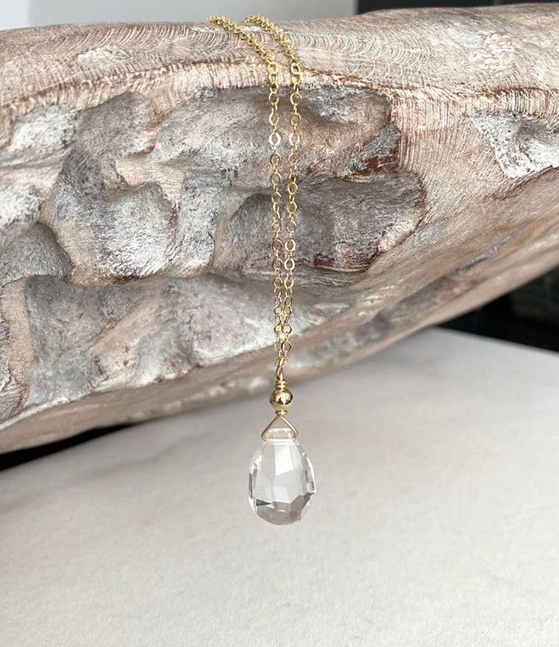 Clear Quartz Pendant Necklace, Anxiety Relief Crystal, Clear Crystal Quartz Necklace, Quartz Jewelry, Healing Crystal image 7