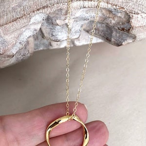 Large Twisted Circle Necklace, 24k Gold Plated Geometric Necklace, Statement Necklace, Layering Necklace for Women image 5