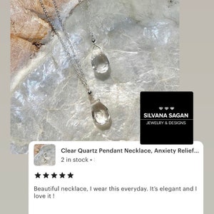 Clear Quartz Pendant Necklace, Anxiety Relief Crystal, Clear Crystal Quartz Necklace, Quartz Jewelry, Healing Crystal image 5