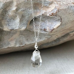 Clear Quartz Pendant Necklace, Anxiety Relief Crystal, Clear Crystal Quartz Necklace, Quartz Jewelry, Healing Crystal image 6