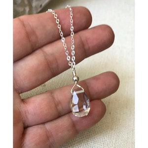 Clear Quartz Pendant Necklace, Anxiety Relief Crystal, Clear Crystal Quartz Necklace, Quartz Jewelry, Healing Crystal image 8