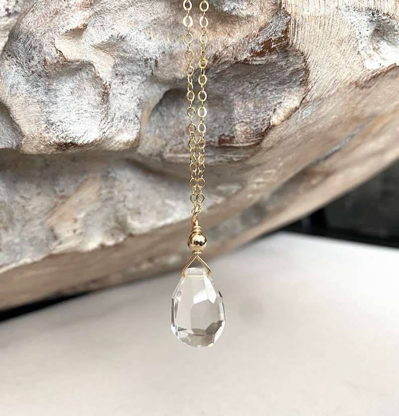 Clear Quartz Pendant Necklace, Anxiety Relief Crystal, Clear Crystal Quartz Necklace, Quartz Jewelry, Healing Crystal image 4