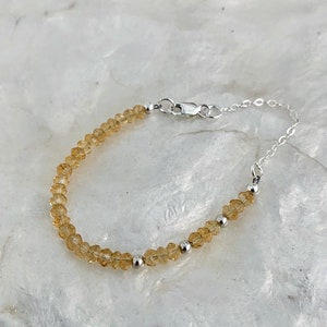 Beaded Honey Citrine Bracelet, 14k Gold Filled or Sterling Silver Gemstone Bracelet for Women, Jewelry Gifts for Her image 2