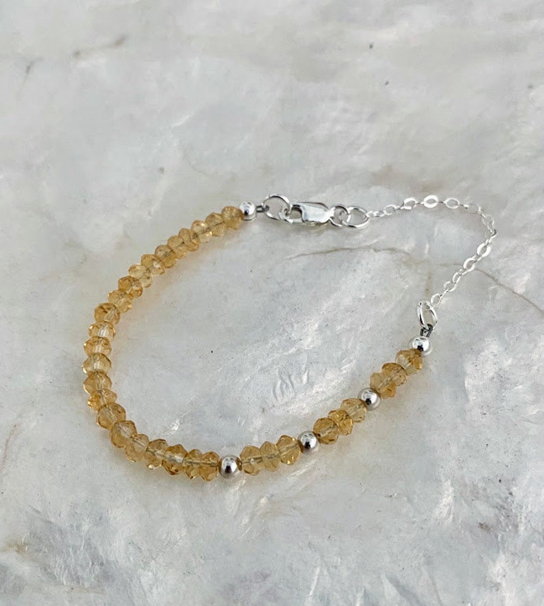 Beaded Honey Citrine Bracelet, 14k Gold Filled or Sterling Silver Gemstone Bracelet for Women, Jewelry Gifts for Her image 2