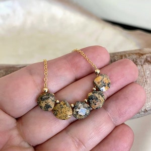 Leopard Skin Jasper Hoop Earrings, Gold Cascading Cluster Gemstone Dangle Earrings, Jewelry Gifts for Her image 8