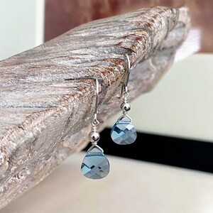 Aquamarine Earrings Swarovski Crystal, March Birthstone, Aquamarine Jewelry, Aquamarine Drop Dangle Earrings, Blue Teardrop Earrings image 2