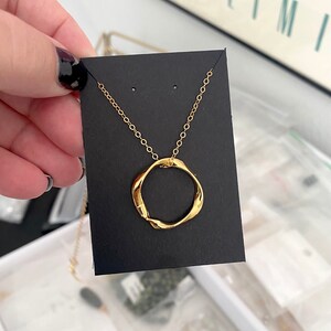 Large Twisted Circle Necklace, 24k Gold Plated Geometric Necklace, Statement Necklace, Layering Necklace for Women image 4