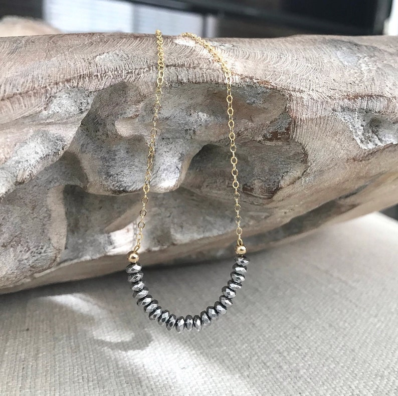 Sparkly Hematite Jewelry Sparkly Hematite Silver Hematite Necklace Jewelry Gift for Her, Self Gift Birthday Gift