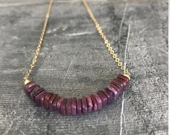 Raw Ruby Necklace, July Birthstone, Dainty Gemstone Layering Necklace, July Birthday, Ruby Jewelry, Raw Stone Jewelry, Best Gifts for Her