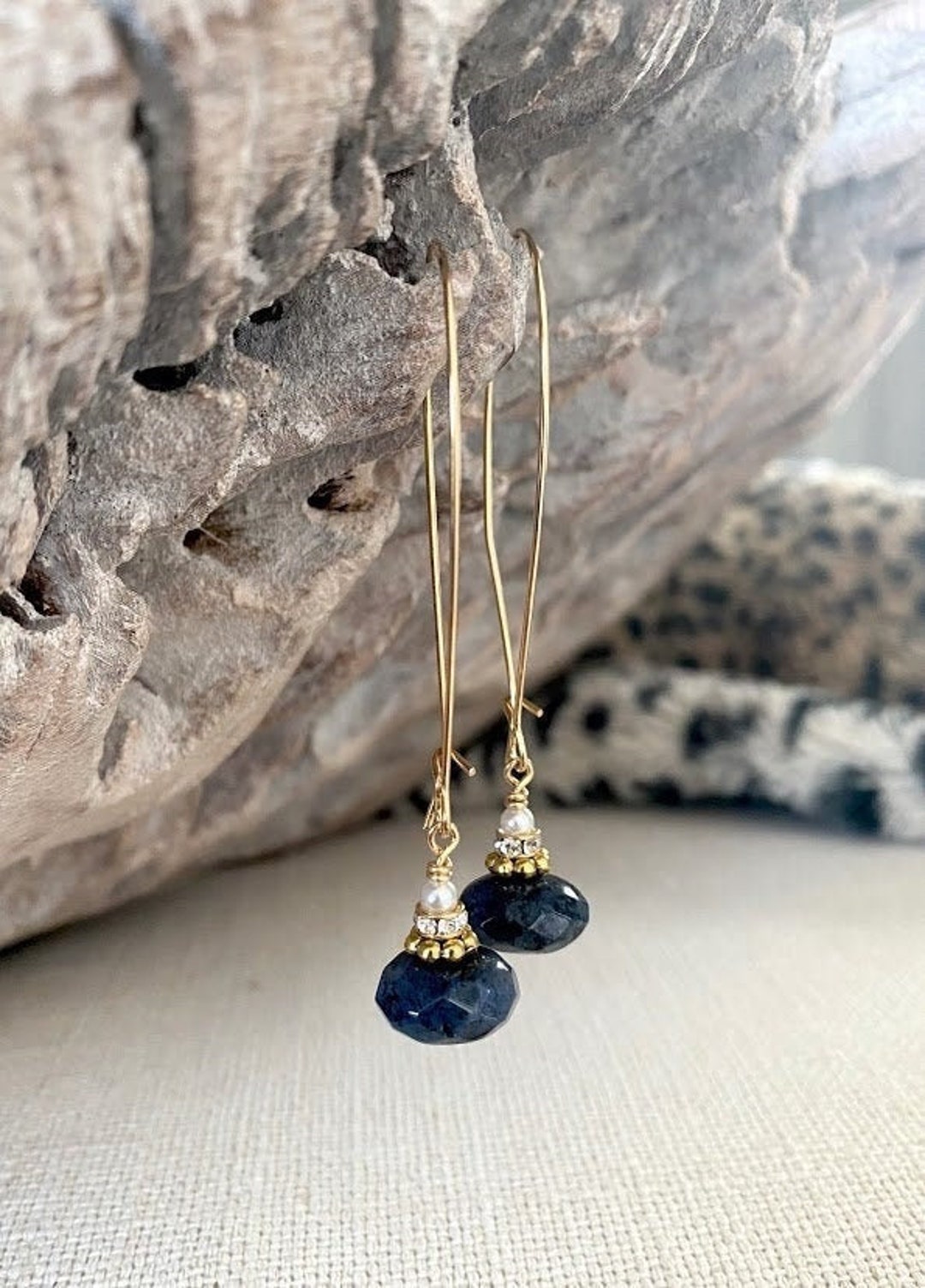 •STRAY• sodalite + gold dangle earrings