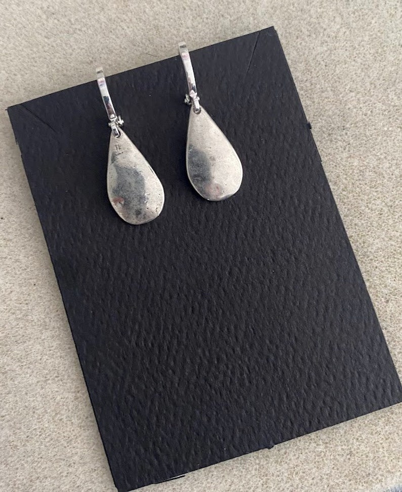 Small Silver Teardrop Earrings, Minimalist Silver Drop Dangle Earrings, Simple Everyday Hammered Silver Jewelry image 1